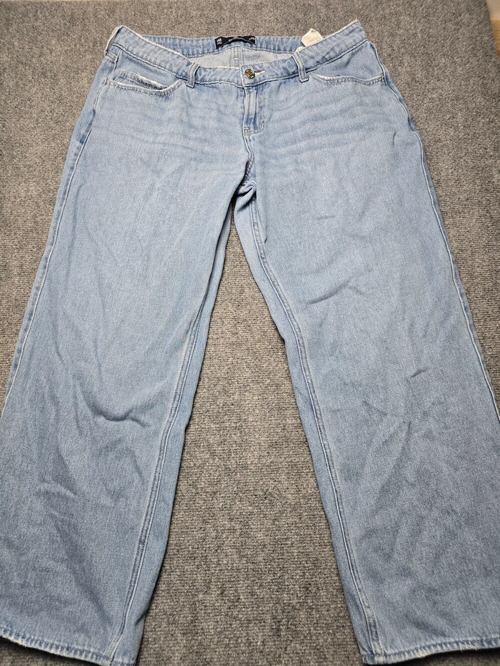 Hollister Low Rise Baggy Jeans W32 14R Light Wash Y2K Wide Leg